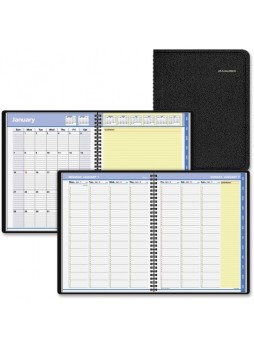 Weekly, Monthly - January 2016 till December 2016 - 8:00 AM to 8:45 PM 1 Week, 1 Month Double Page Layout - 8.25" x 10.87" - Wire Bound - Black - Synthetic Leather - aag7695005